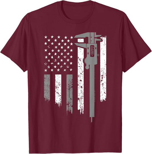 Funny USA Flag CNC Mechanic Tools Machinist Gift Men Women T-Shirt - T-Shirt | Maroon