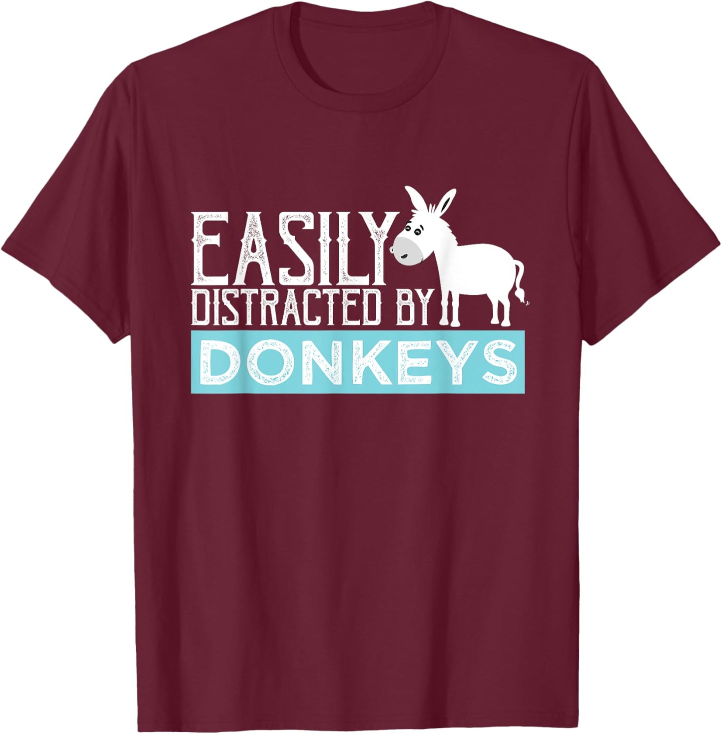 SHIRTSIDE Donkey - Donkey Gifts For Donkey Lovers - -Adults - Black - Small - Short Sleeve T-Shirt - T-Shirt | Maroon