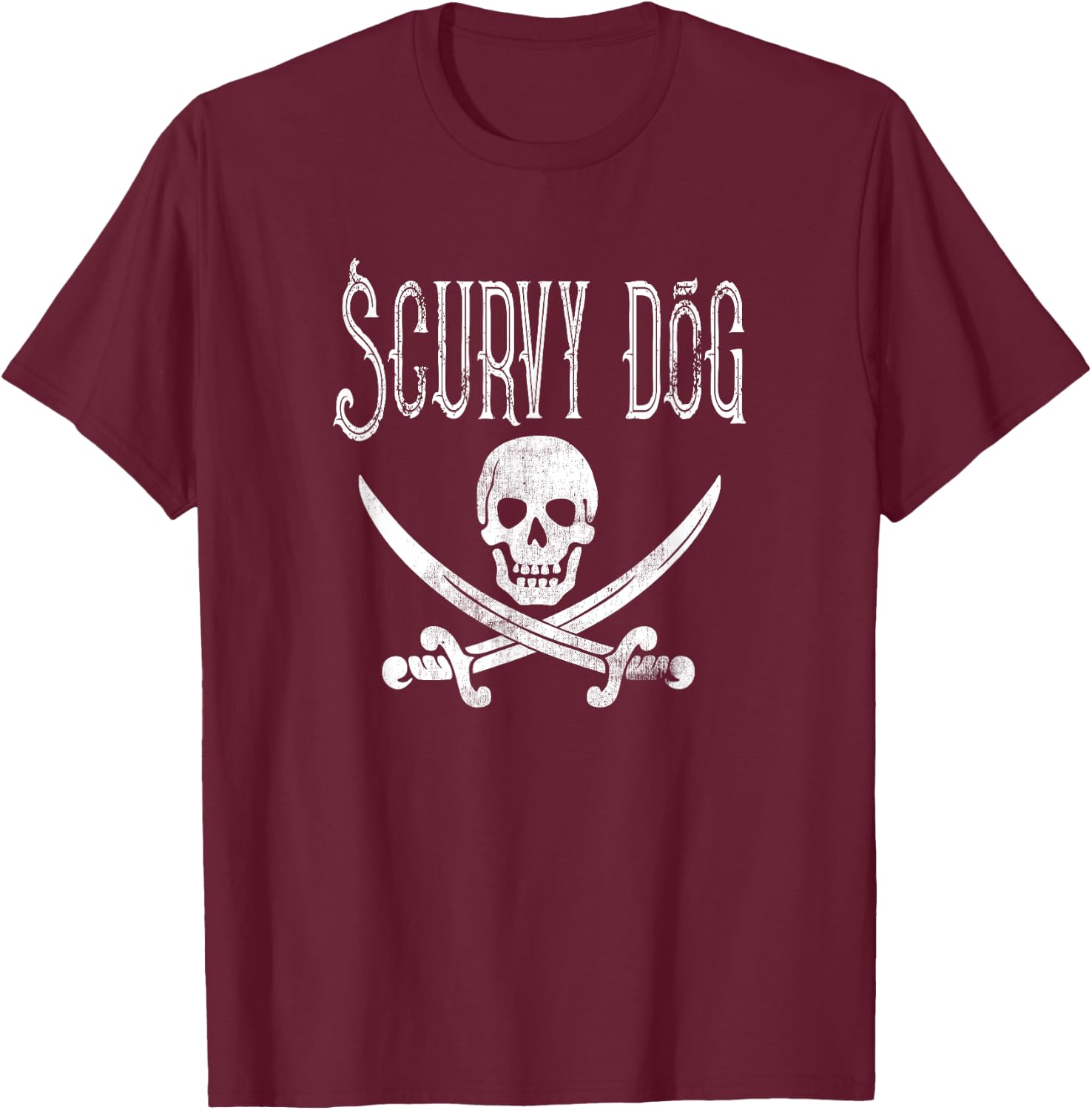 Scurvy Dog Pirate Costume - Halloween Party Men Women Kids T-Shirt - T-Shirt | Maroon