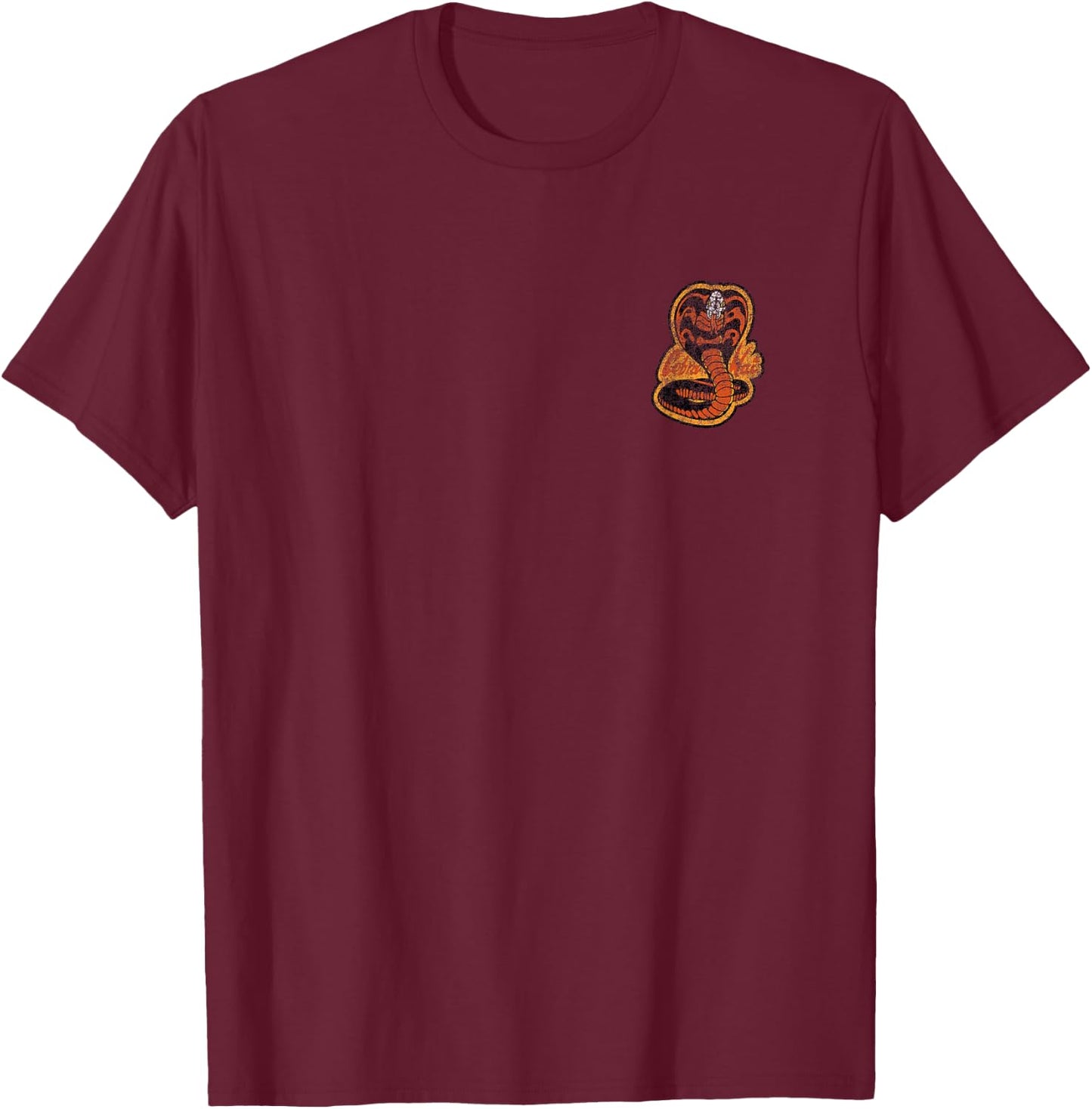 Cobra Kai Front and Back Distressed Logo TV Show T-Shirt - T-Shirt | Maroon