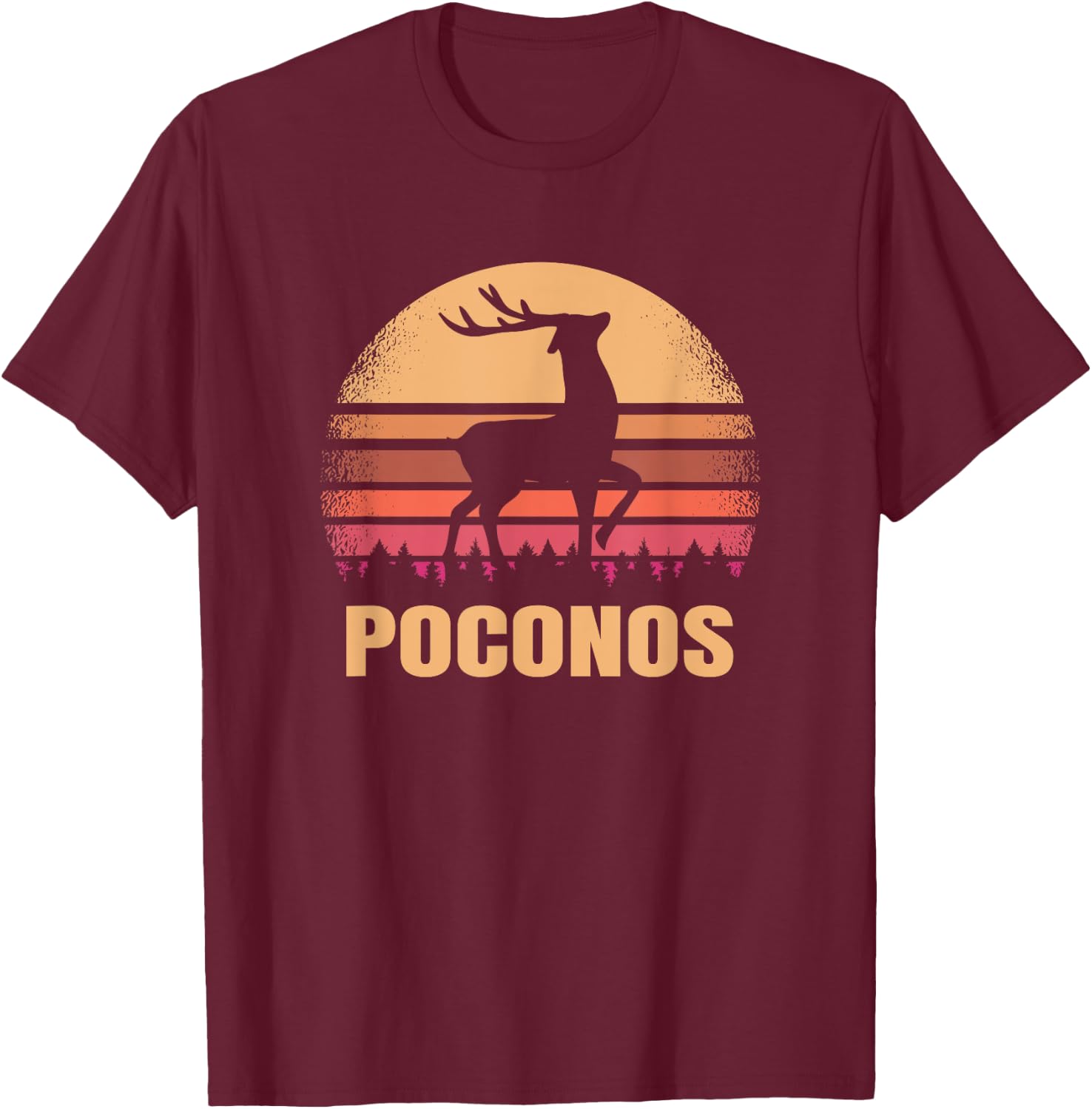 Poconos Pennsylvania Vintage Deer PA Distressed Buck T-Shirt - T-Shirt | Maroon