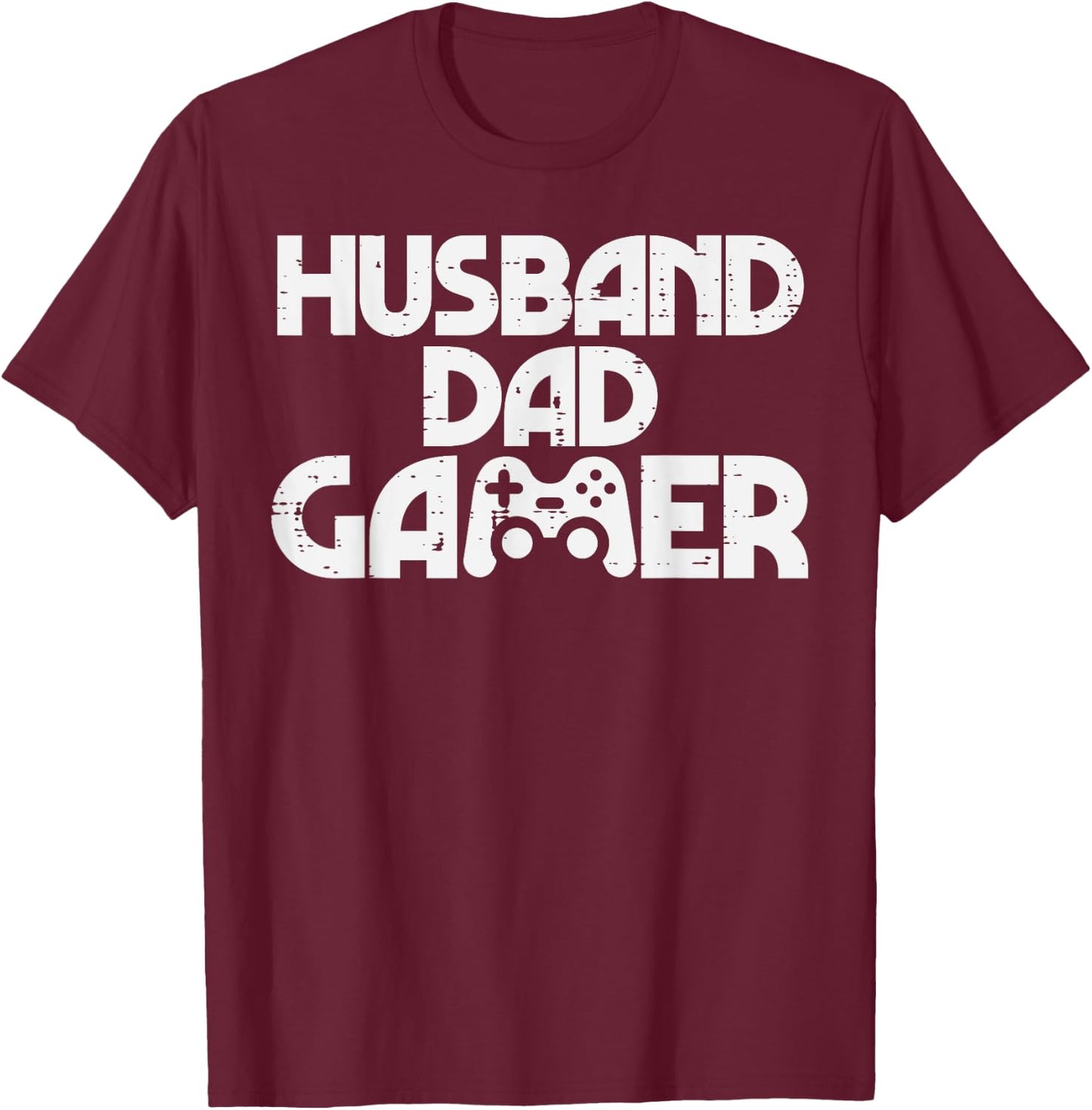Husband Dad Gamer Cool Gaming Video Game Lover Men Father T-Shirt - T-Shirt | Maroon