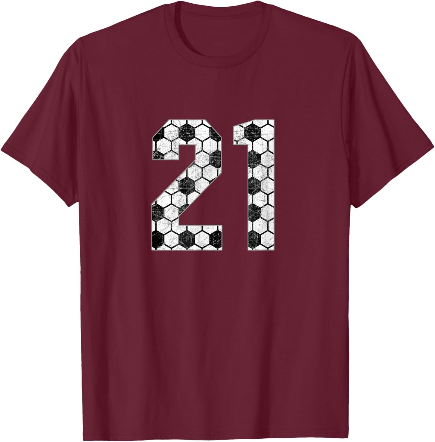 Soccer #21 Love Soccer Mom Favorite Player Jersey Number 21 T-Shirt - T-Shirt | Maroon