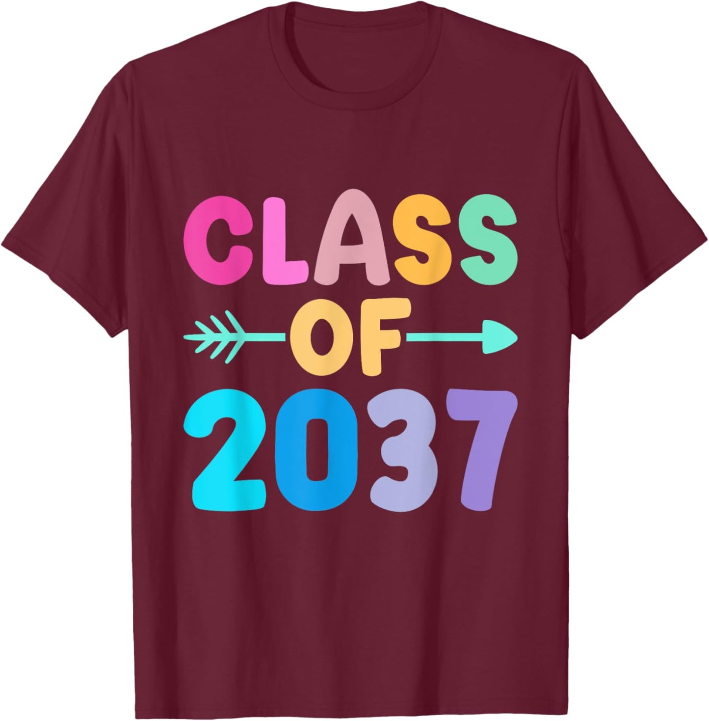 Class of 2037 grow with me kindergarten to graduate T-Shirt - T-Shirt | Maroon
