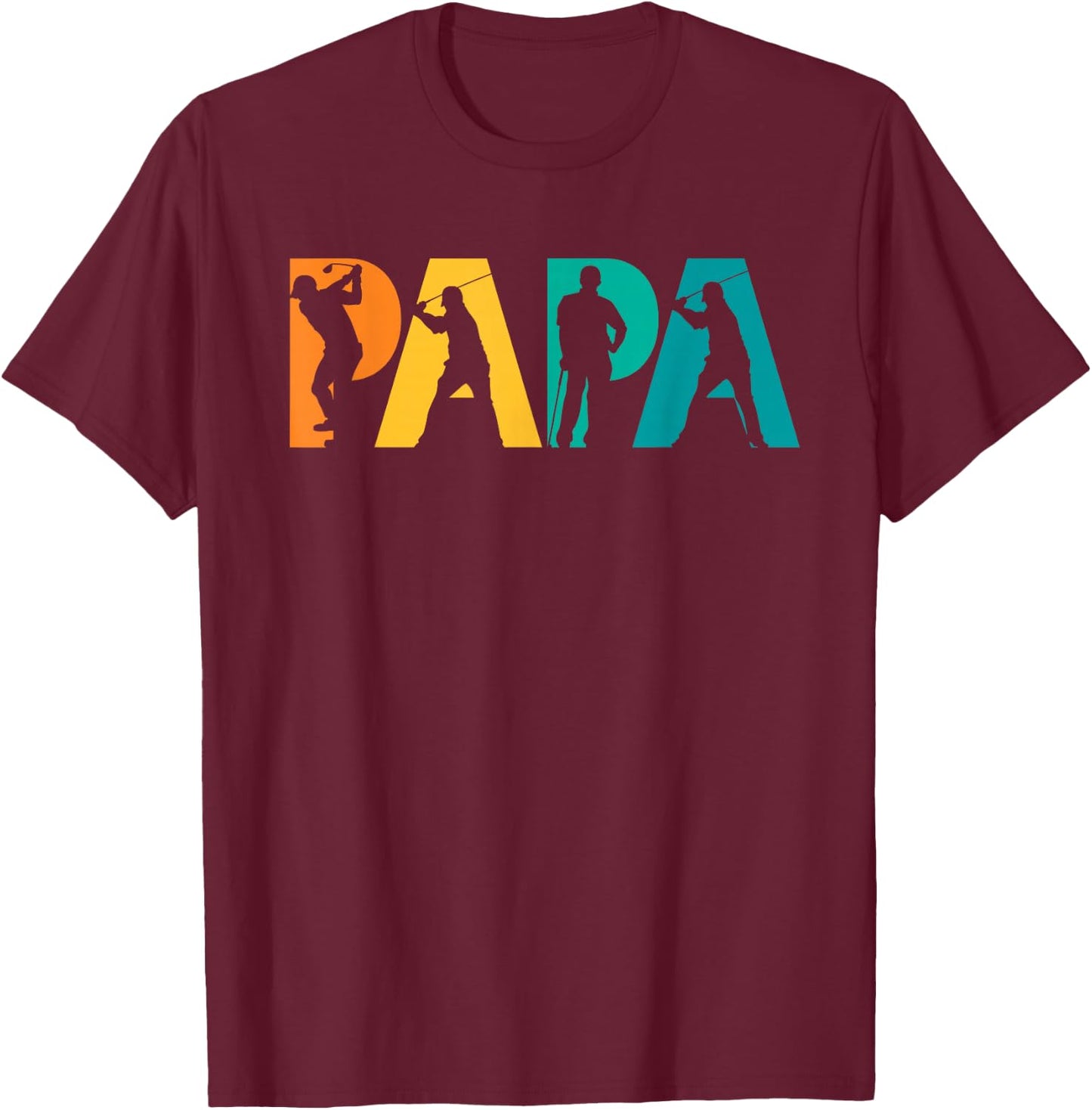 Papa Golf Gift Father, Grandfather- Playing Golf Papa T-Shirt - T-Shirt | Maroon