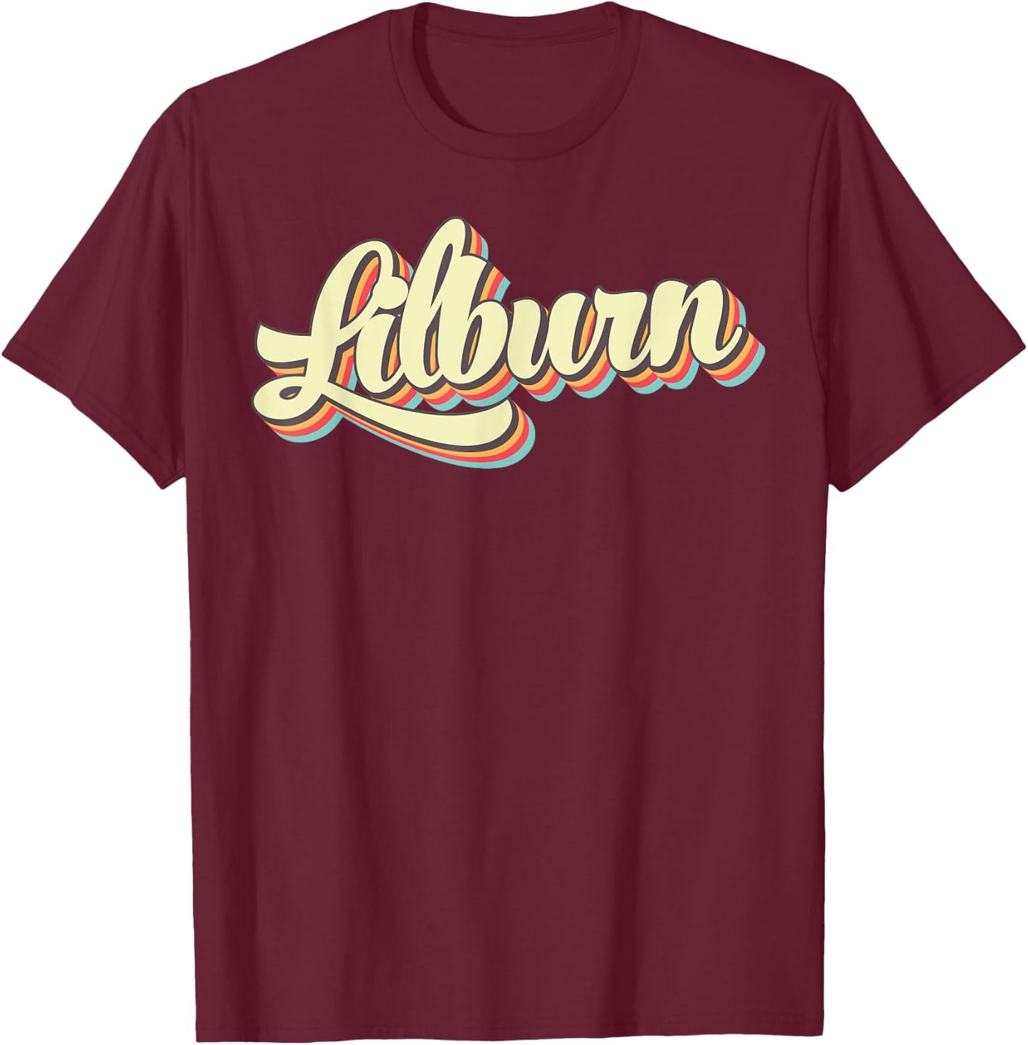 Lilburn Retro Art Baseball Font Vintage T-Shirt - T-Shirt | Maroon