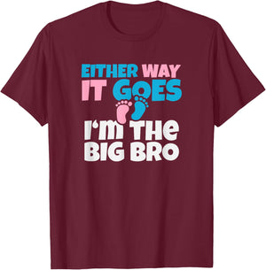 Baby Announcement to Big Brother , Gender Reveal Shirt Gift T-Shirt - T-Shirt | Maroon