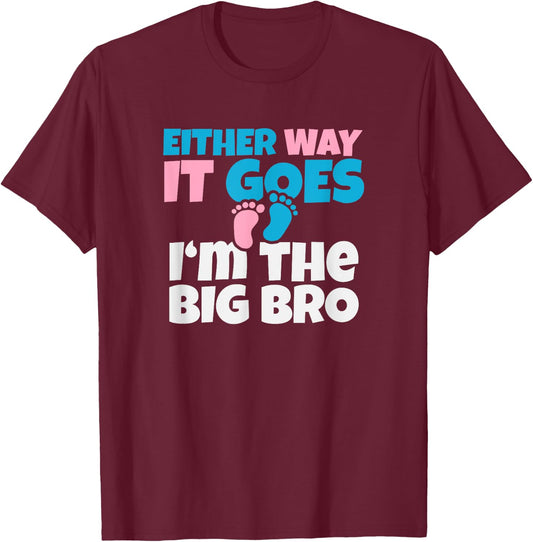 Baby Announcement to Big Brother , Gender Reveal Shirt Gift T-Shirt - T-Shirt | Maroon