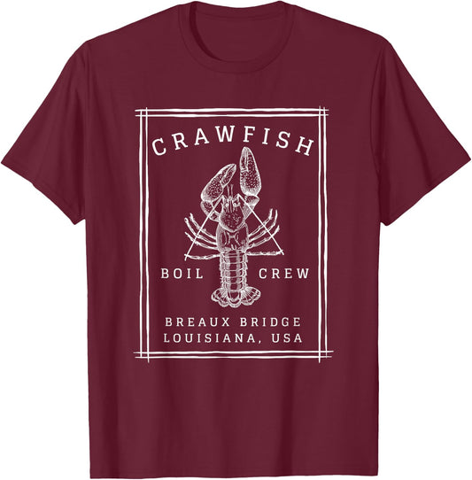 Crawfish Crew Breaux Bridge Retro Cajun Seafood Gift T-Shirt - T-Shirt | Maroon