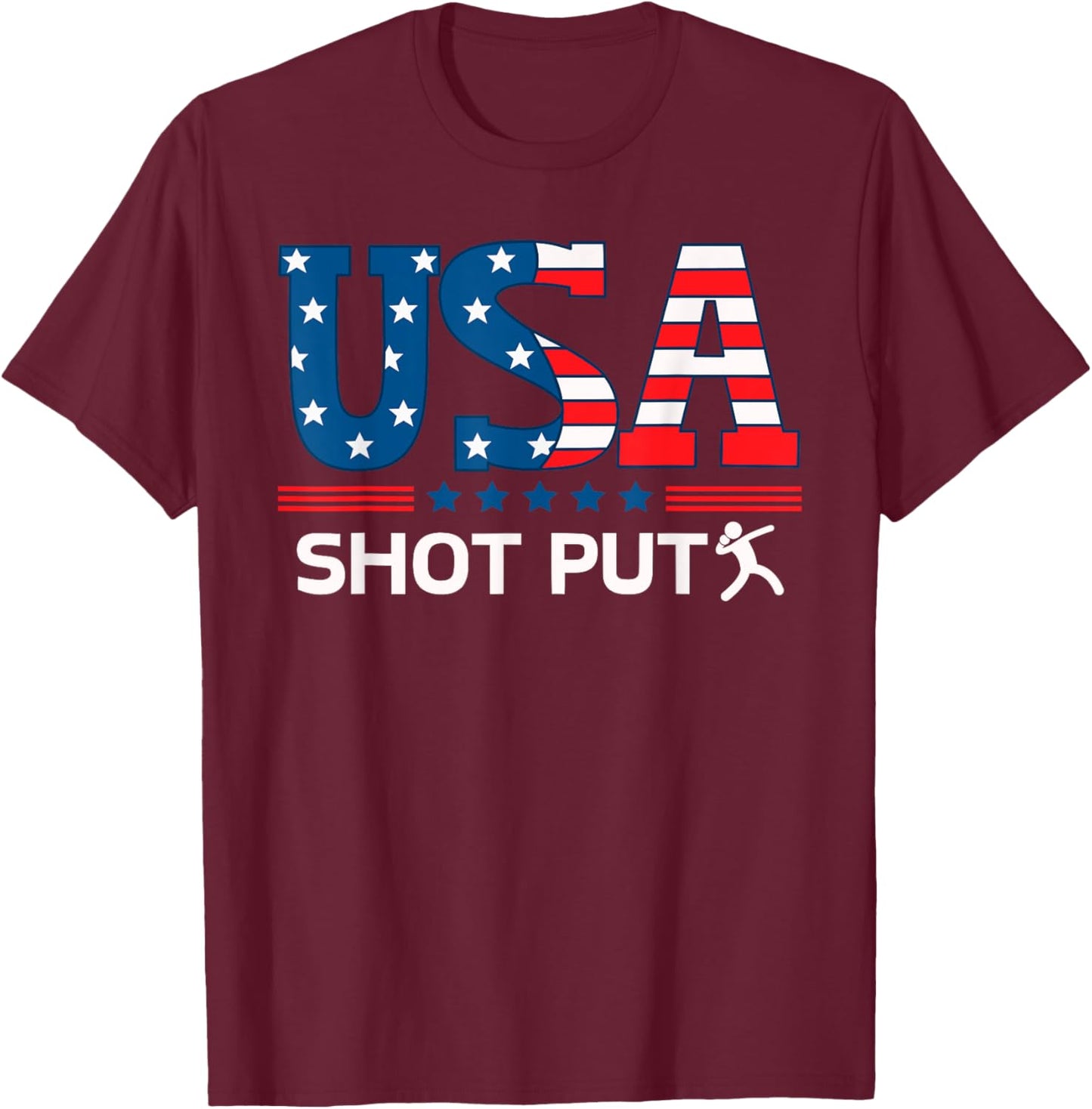 United States Flag Shot Put USA Team Sport Shot Put T-Shirt - T-Shirt | Maroon