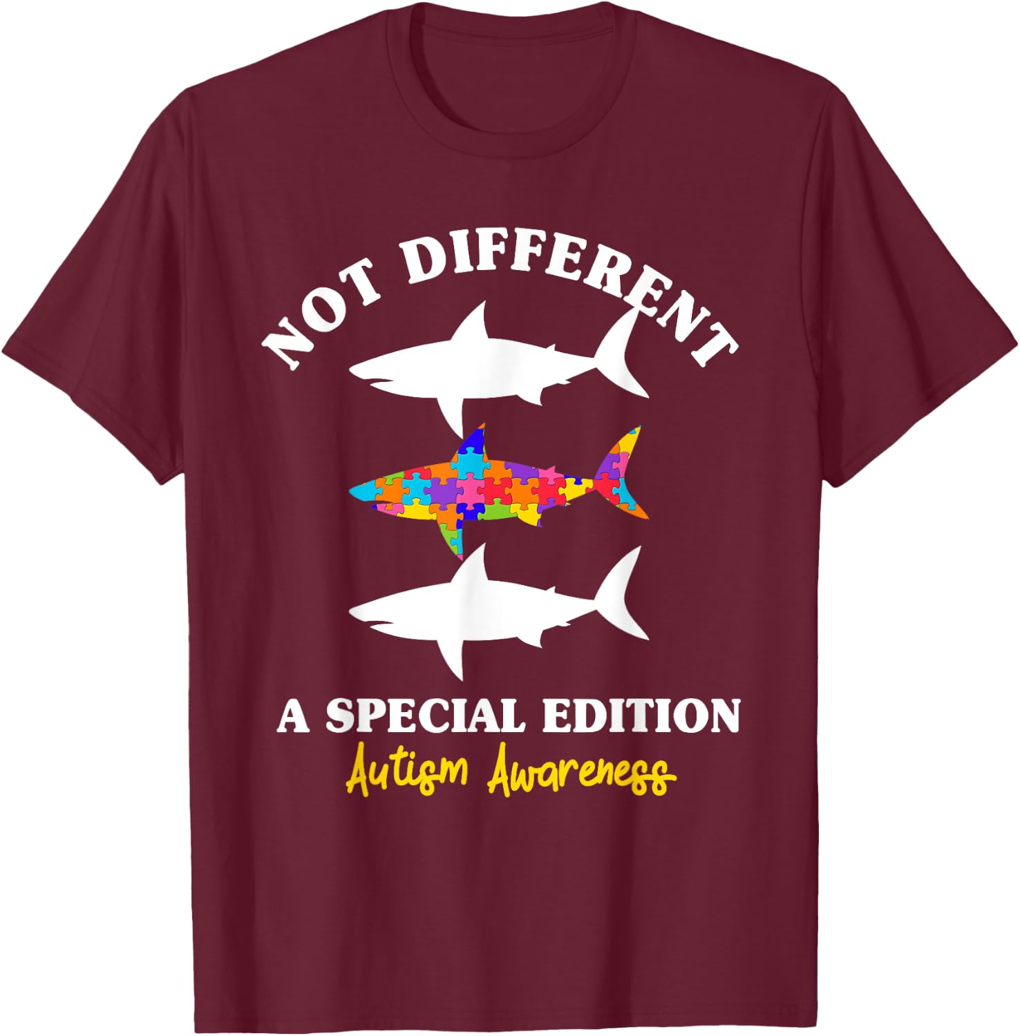 Puzzle Shark Autism Awareness Autistic Autism Moms Gift T-Shirt - T-Shirt | Maroon