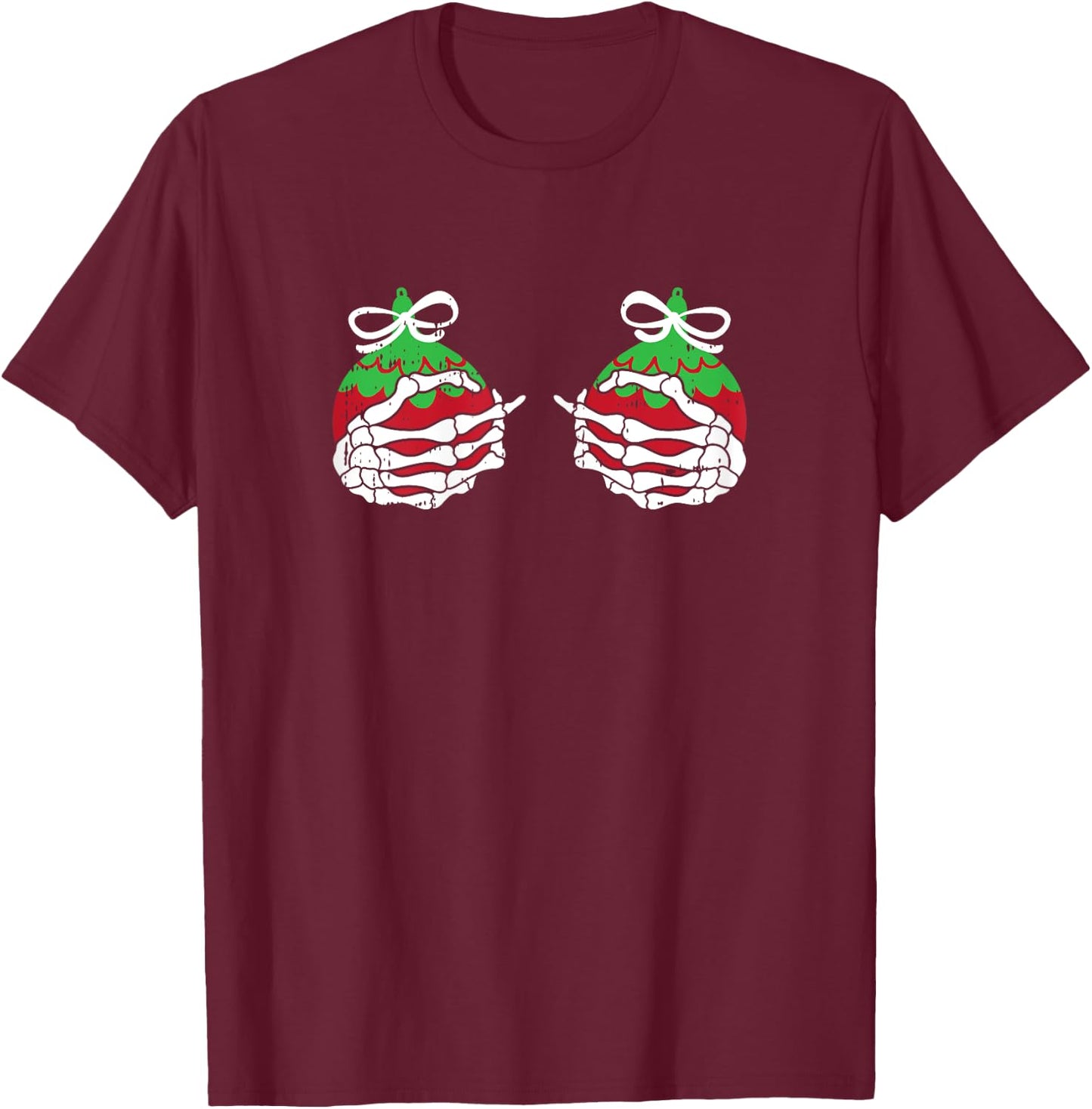 Christmas Balls Boobs Pajama Funny X-Mas Decoration Holiday T-Shirt - T-Shirt | Maroon