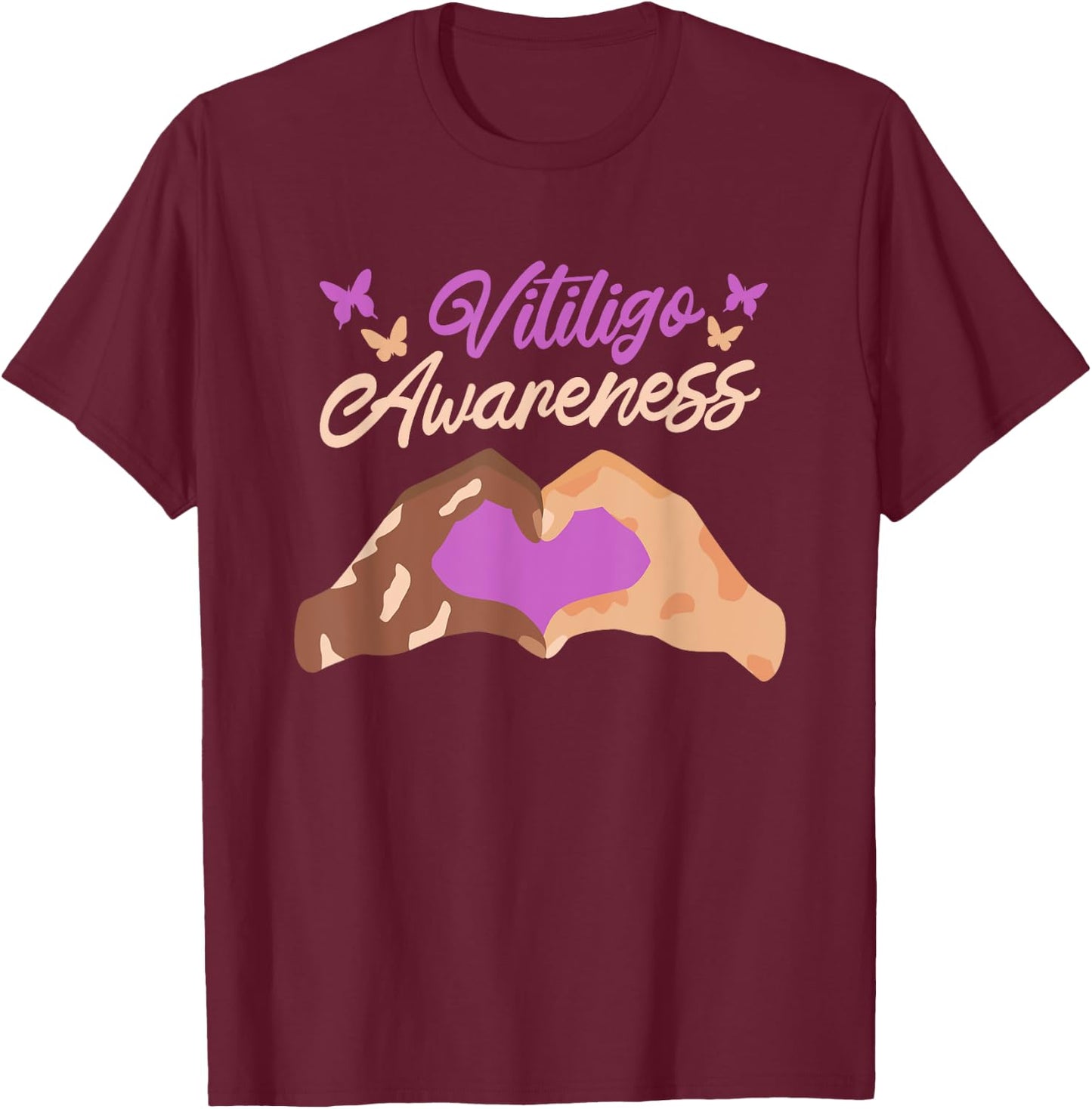 Vitiligo Awareness, Vitiligo Fighter Awareness Day T-Shirt - T-Shirt | Maroon