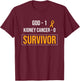 God 1 Kidney Cancer 0 Kidney Cancer Survivor Awareness T-Shirt - T-Shirt | Maroon