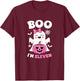 Ghost Boo Im Eleven Yrs 11th Birthday Girls Halloween Groovy T-Shirt - T-Shirt | Maroon