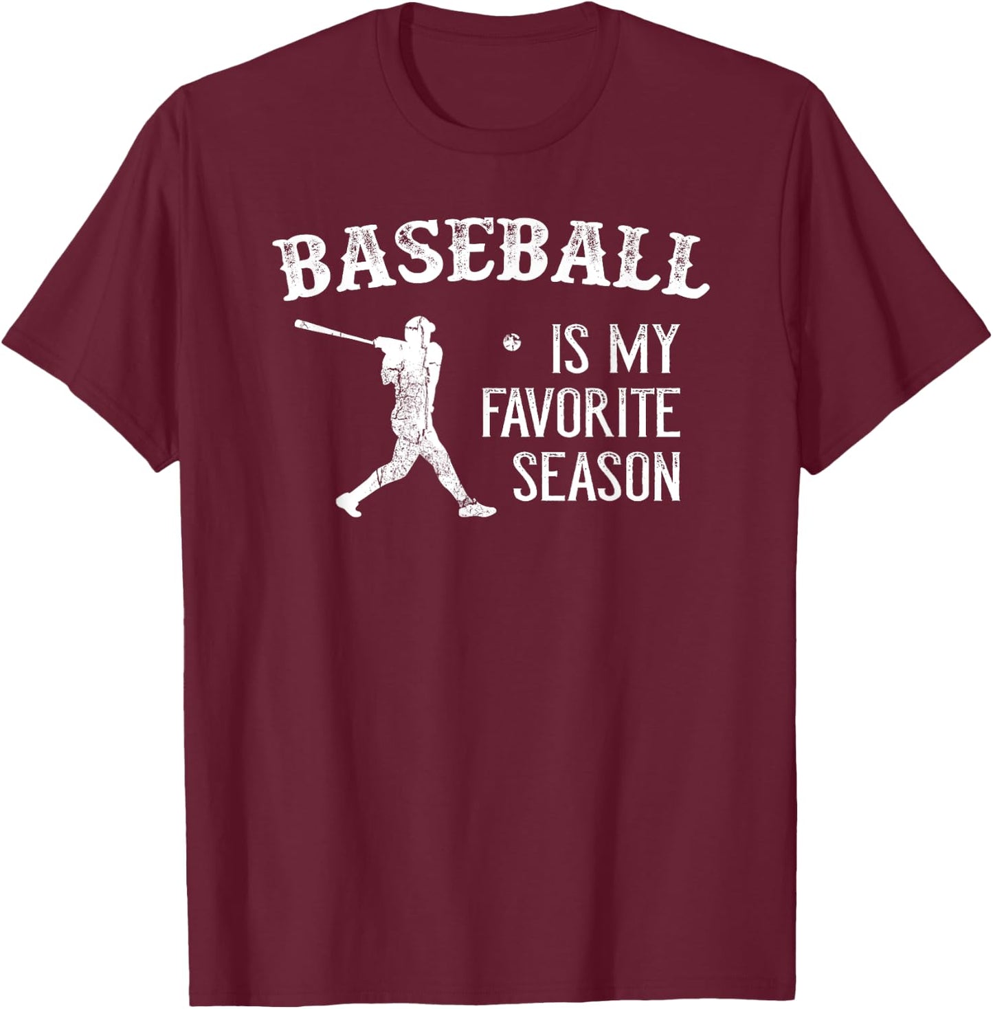 Vintage Baseball Favorite Season T-Shirt - T-Shirt | Maroon
