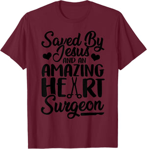Funny Open Heart Surgery Gift Men Women Cool Jesus Surgeon T-Shirt - T-Shirt | Maroon