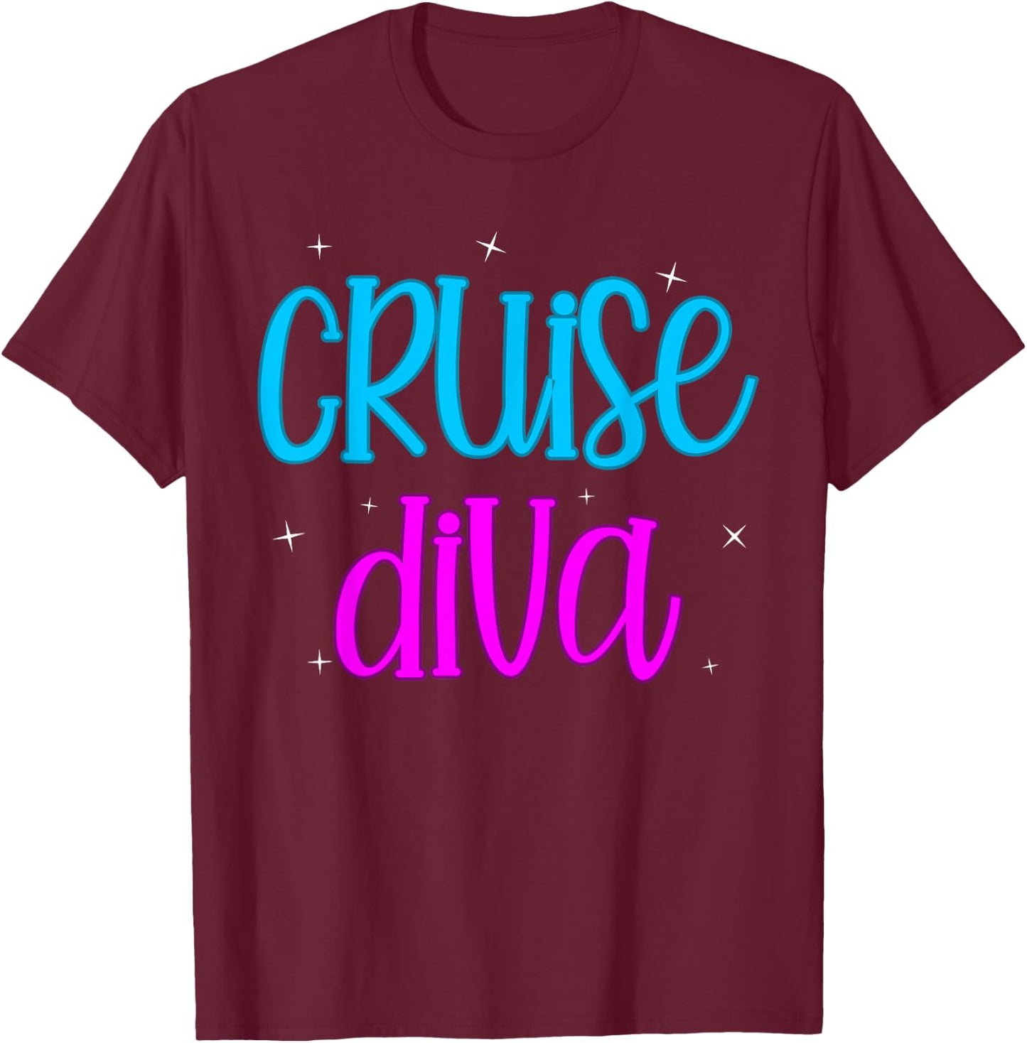 Cruise Ship Diva Women Girls Travel Summer Holiday T-Shirt - T-Shirt | Maroon
