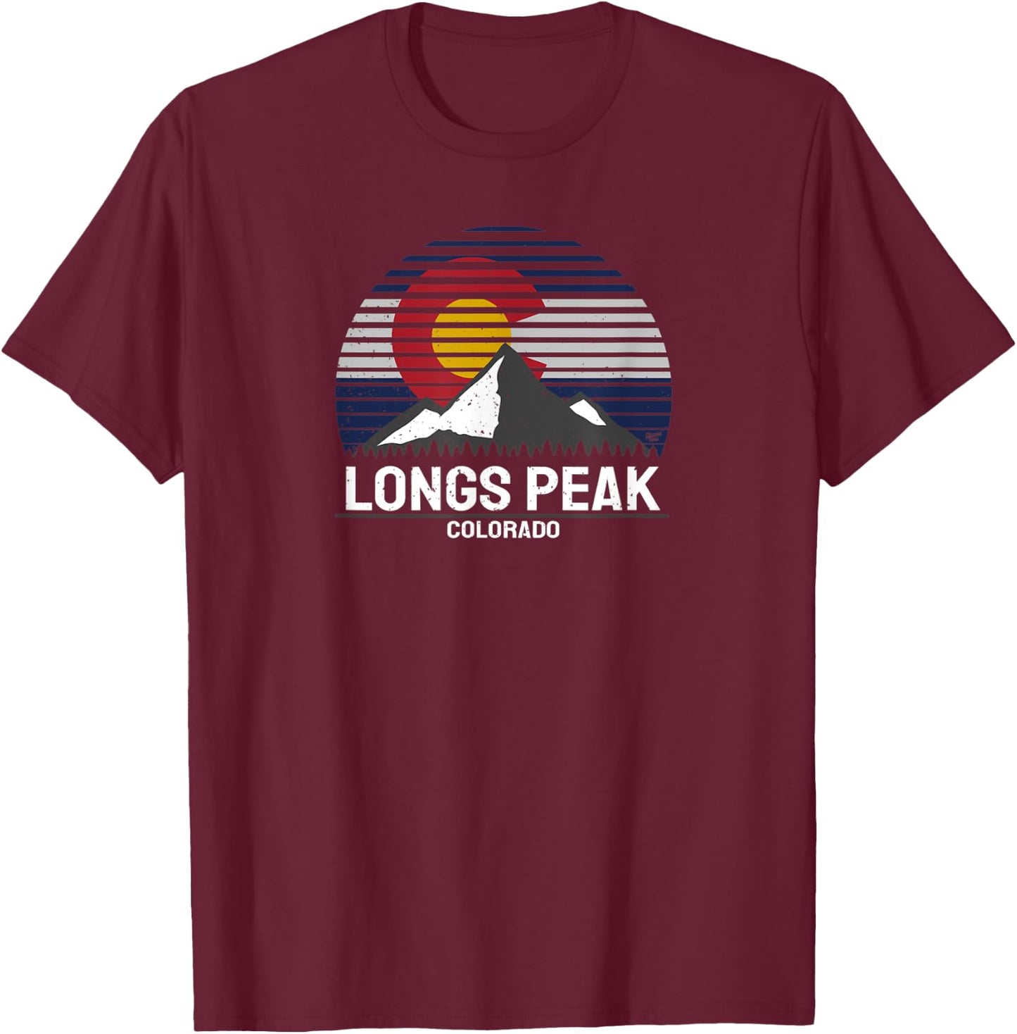 Longs Peak Colorado Rocky Mountain Hiking T-Shirt - T-Shirt | Maroon