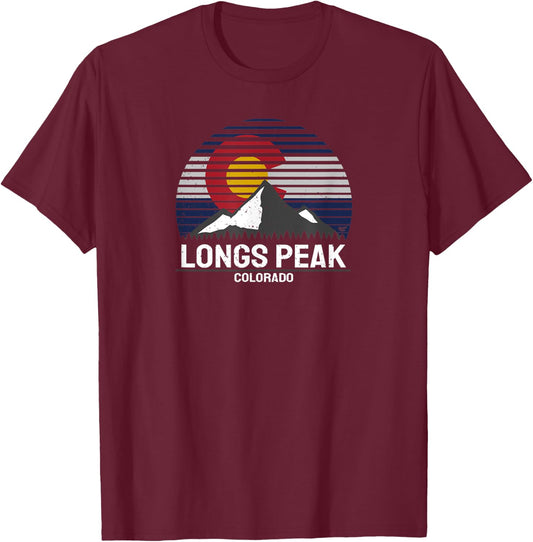 Longs Peak Colorado Rocky Mountain Hiking T-Shirt - T-Shirt | Maroon