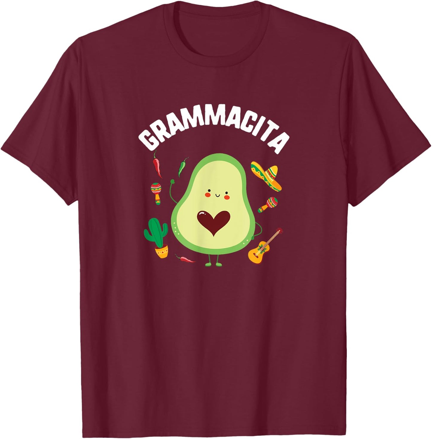 Cinco De Mayo Grammacita Guacamole Avocado Grandma Mexican T-Shirt - T-Shirt | Maroon