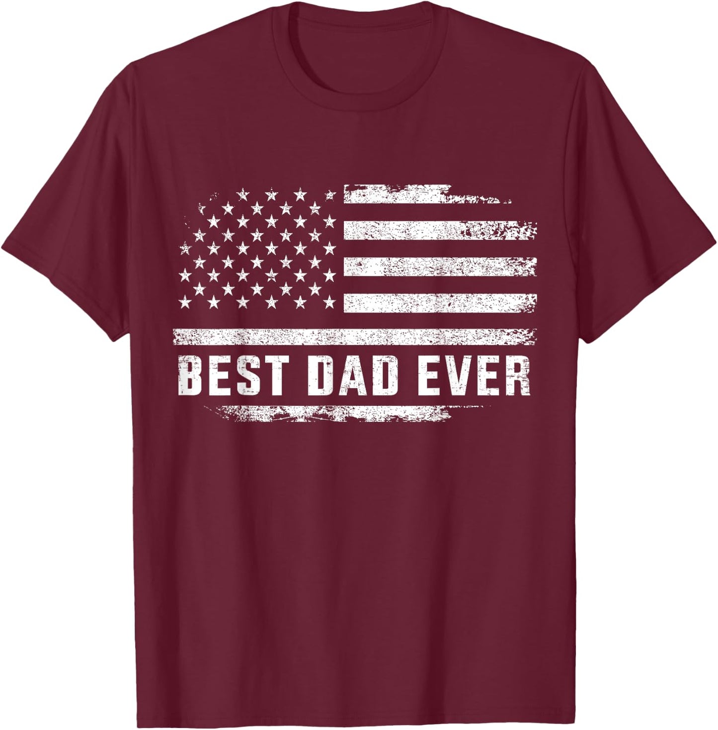 Best dad ever usa flag for fathers day birthday christmas T-Shirt - T-Shirt | Maroon
