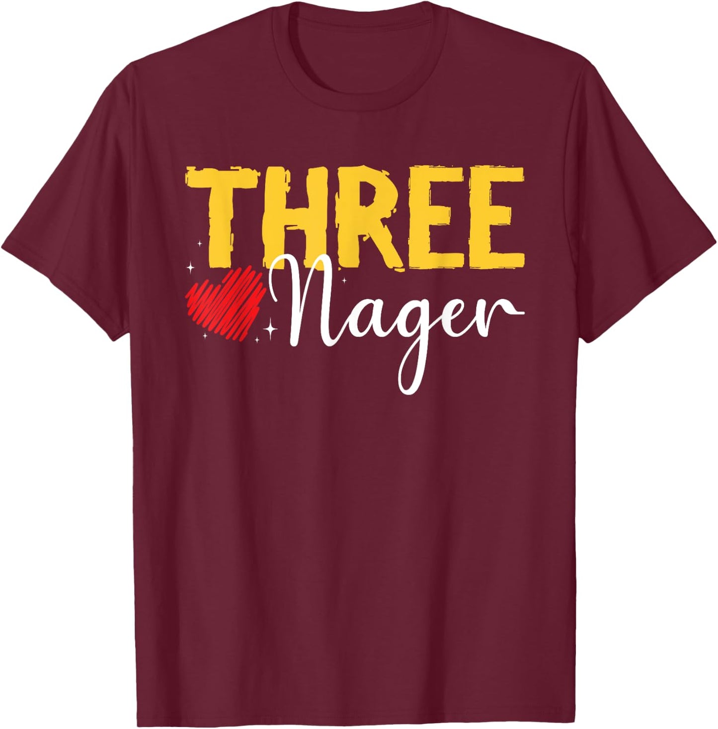 Kids Three Nager Threenager 3rd Birthday Boy Third Birthday T-Shirt - T-Shirt | Maroon