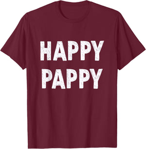 Pappy Grandpa Birthday Gifts Happy Pappy , Black, Small, , Short Sleeve, Letter Print, Casual, Humor T-Shirt - T-Shirt | Maroon