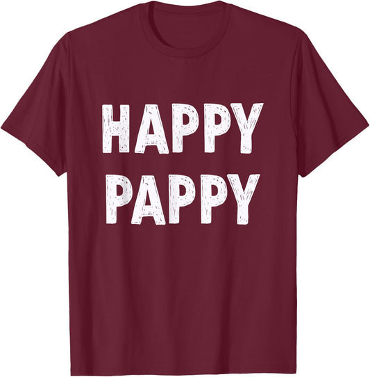Pappy Grandpa Birthday Gifts Happy Pappy , Black, Small, , Short Sleeve, Letter Print, Casual, Humor T-Shirt - T-Shirt | Maroon