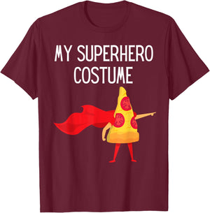 My Superhero Pizza with Cape Halloween Costume Funny Cool T-Shirt - T-Shirt | Maroon