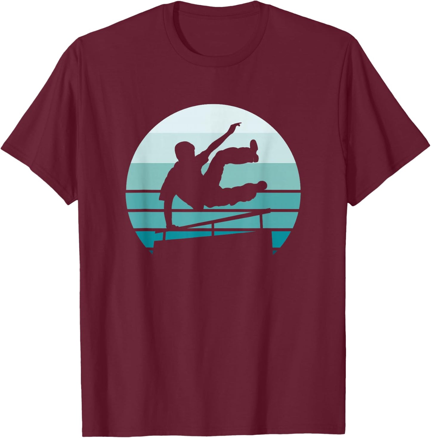 Parkour, Retro and Vintage style Silhouette T-Shirt - T-Shirt | Maroon