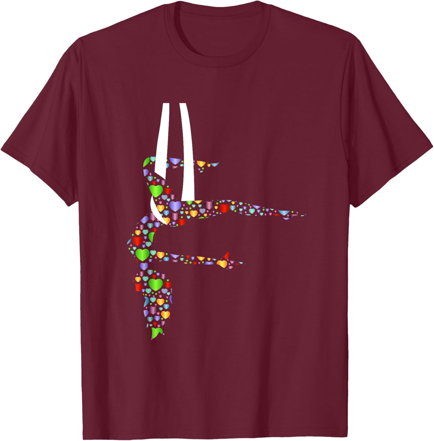 Aerial Yoga Hearts Lover Gift Aerialist Yogi Dance Gifts T-Shirt - T-Shirt | Maroon