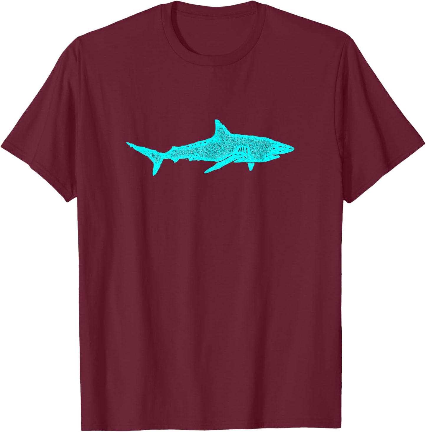 Shark | Turquoise Green Blue Shark Silhouette | Shark Gift T-Shirt - T-Shirt | Maroon