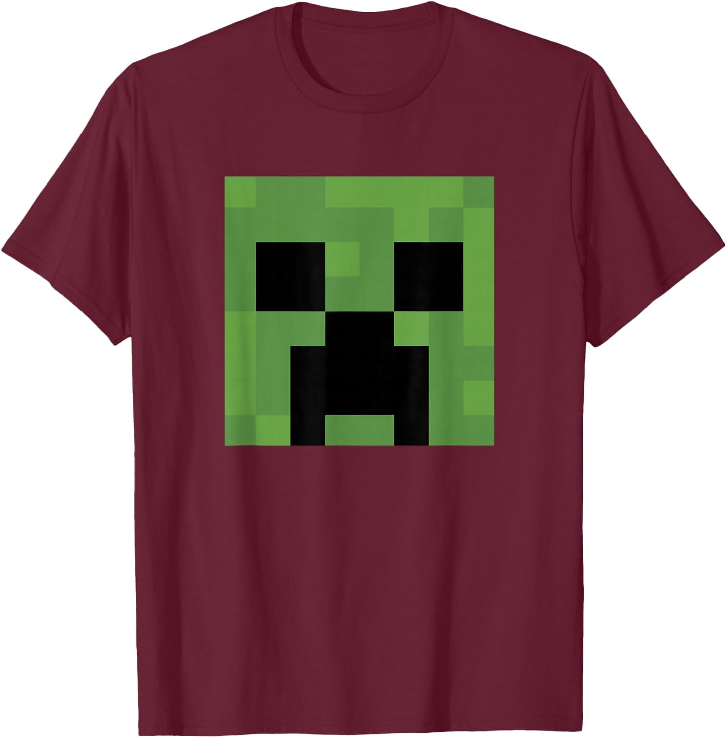 Minecraft Creeper Big Face T-Shirt - T-Shirt | Maroon