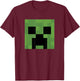 Minecraft Creeper Big Face T-Shirt - T-Shirt | Maroon