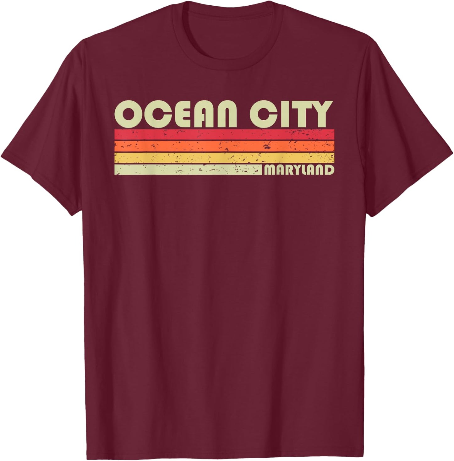 OCEAN CITY MD MARYLAND Funny City Home Roots Gift Retro 80s T-Shirt - T-Shirt | Maroon