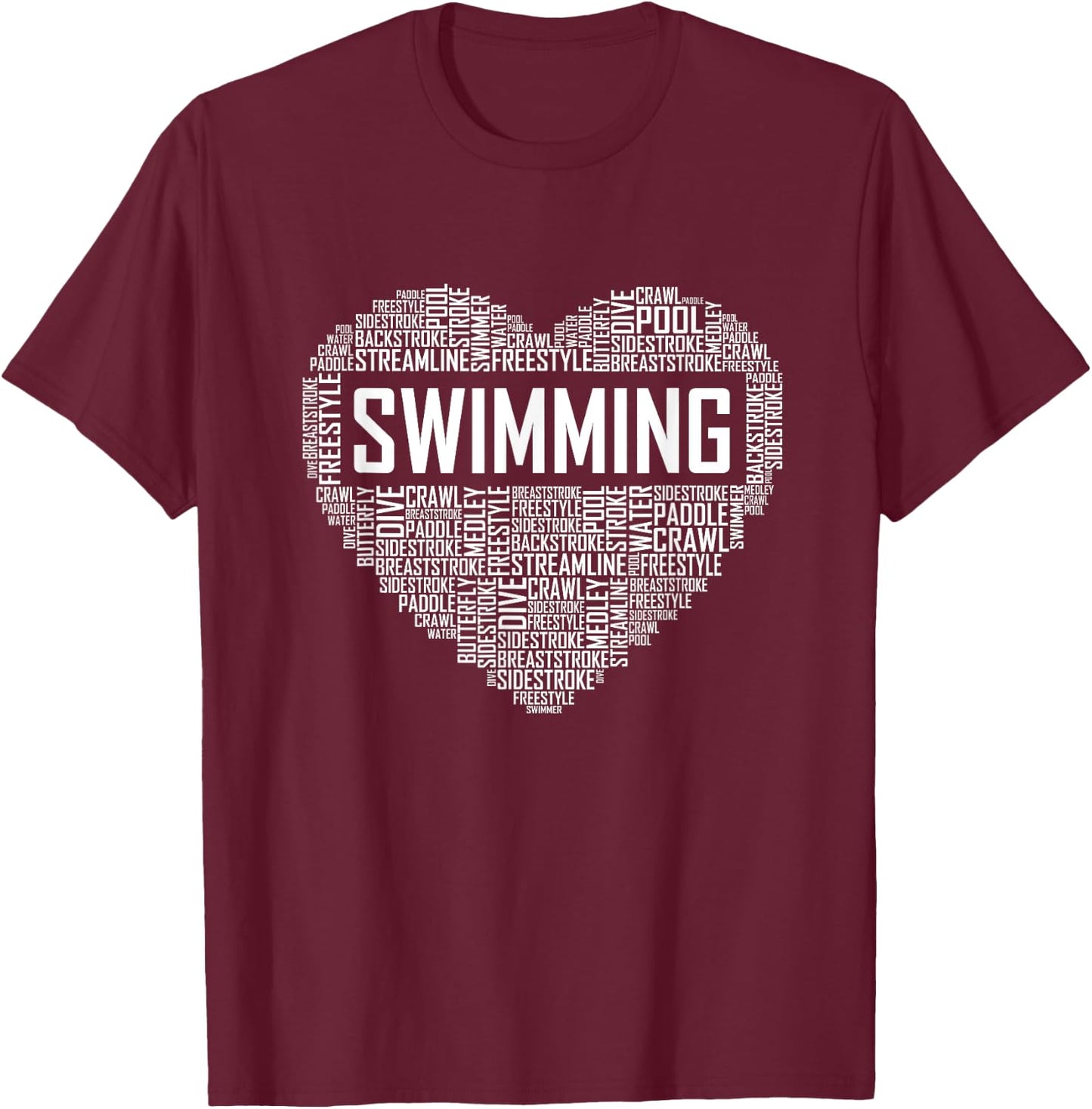 Swimming Heart Coach Swimmer Gift Swim Lover Gifts T-Shirt - T-Shirt | Maroon