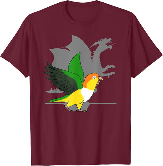 White Bellied Caique Dragon Shadow Funny Screaming Parrot T-Shirt - T-Shirt | Maroon