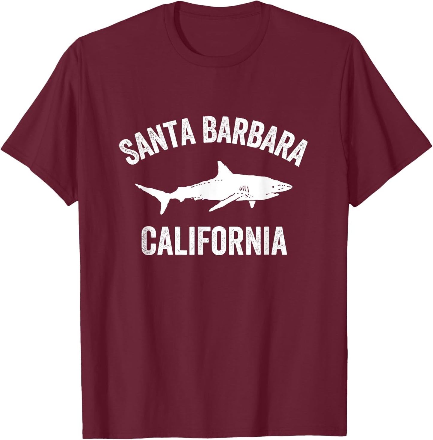 Santa Barbara California Shark Shirt | Santa Barbara Shark T-Shirt - T-Shirt | Maroon