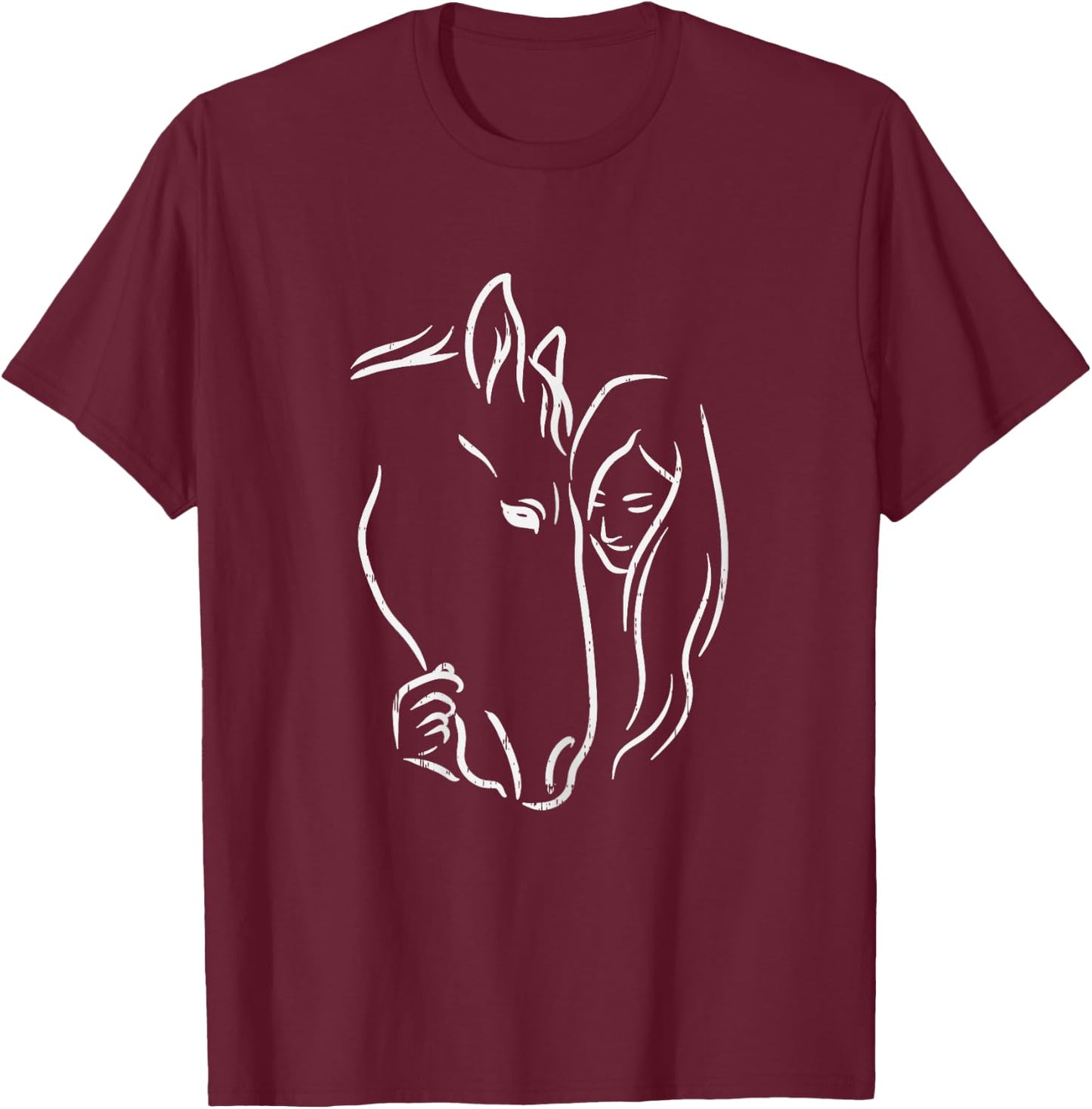 Horse And Girl Horseback Riding Equestrian Girls Women Gift T-Shirt - T-Shirt | Maroon