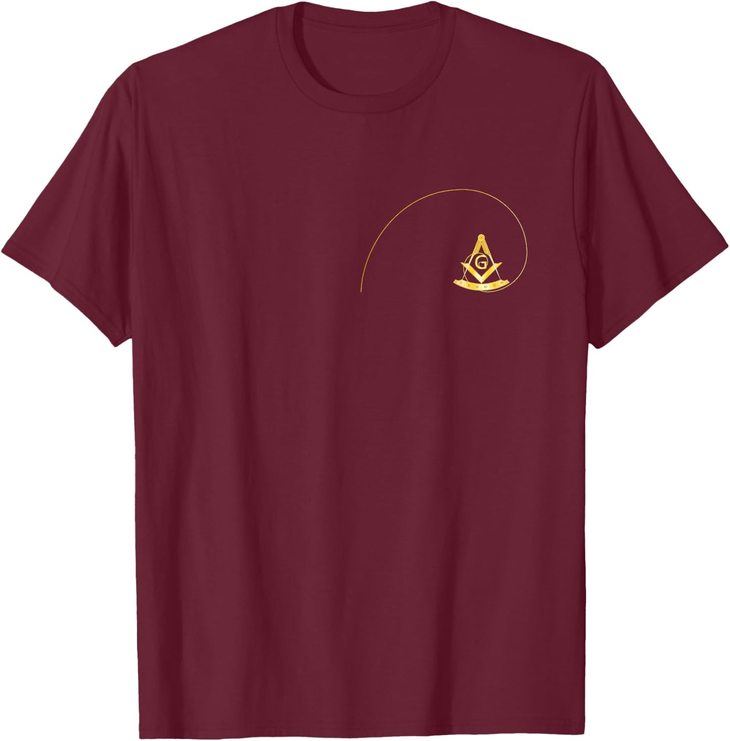 Masonic Gift Square & Compass Fibonacci Spiral T-Shirt - T-Shirt | Maroon
