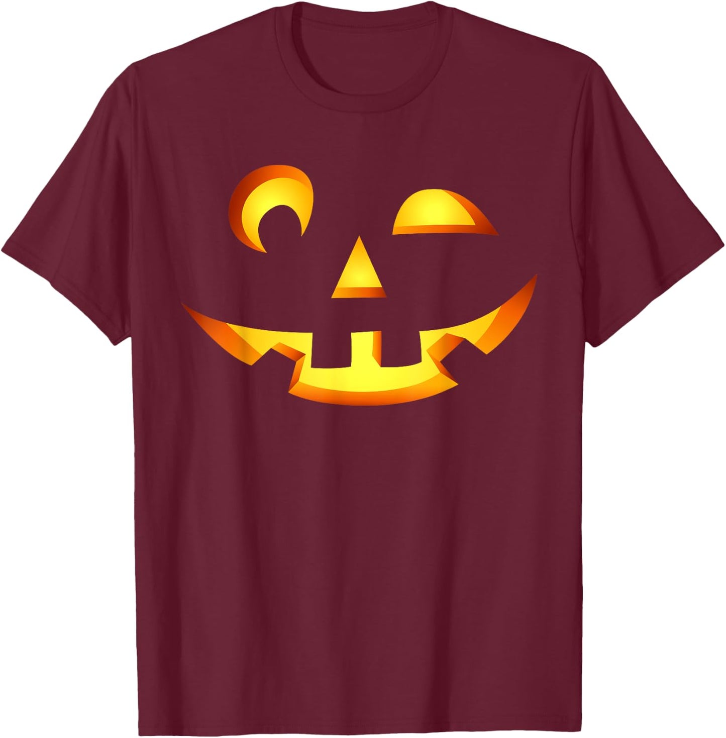 Pumpkin Jack O Lantern Face 14 Scary Pumpkin Funny Halloween T-Shirt - T-Shirt | Maroon