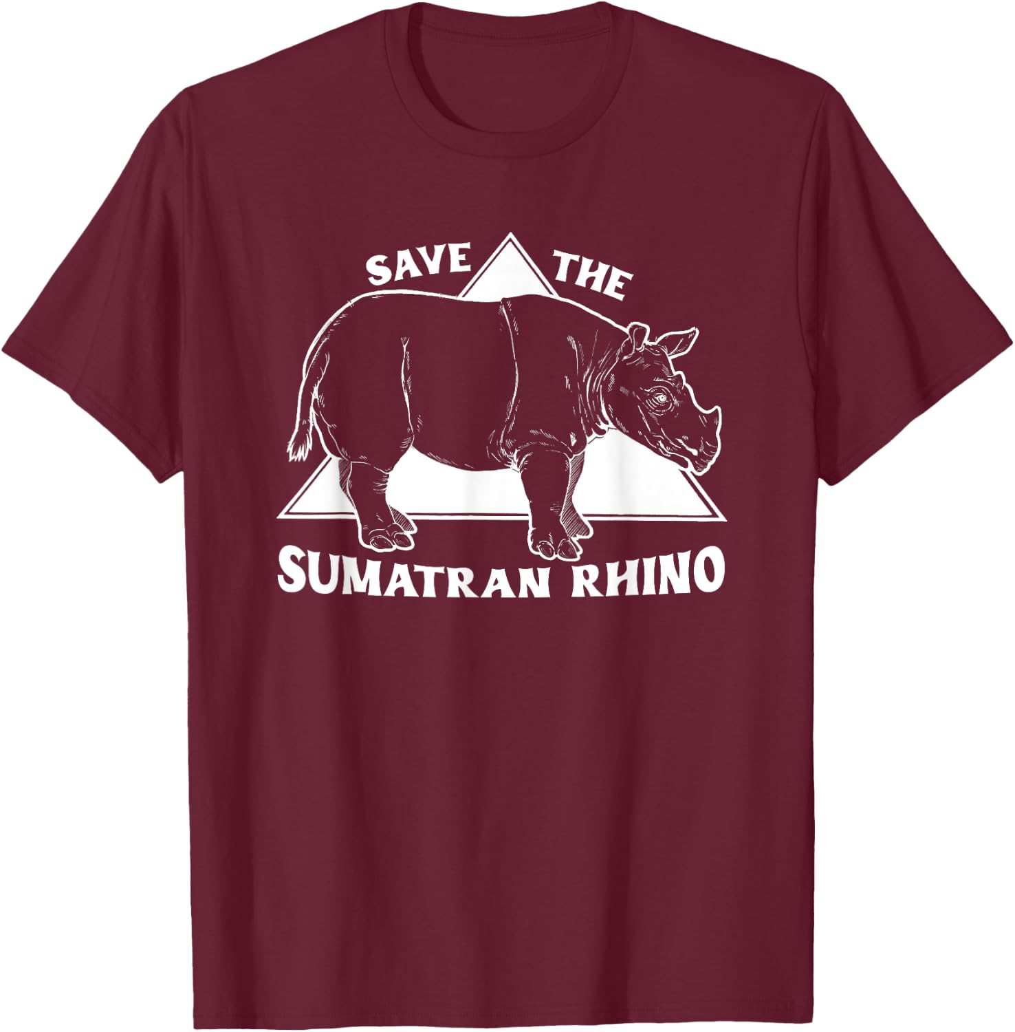 Save The Rhinos - Sumatran Rhino T-Shirt - T-Shirt | Maroon