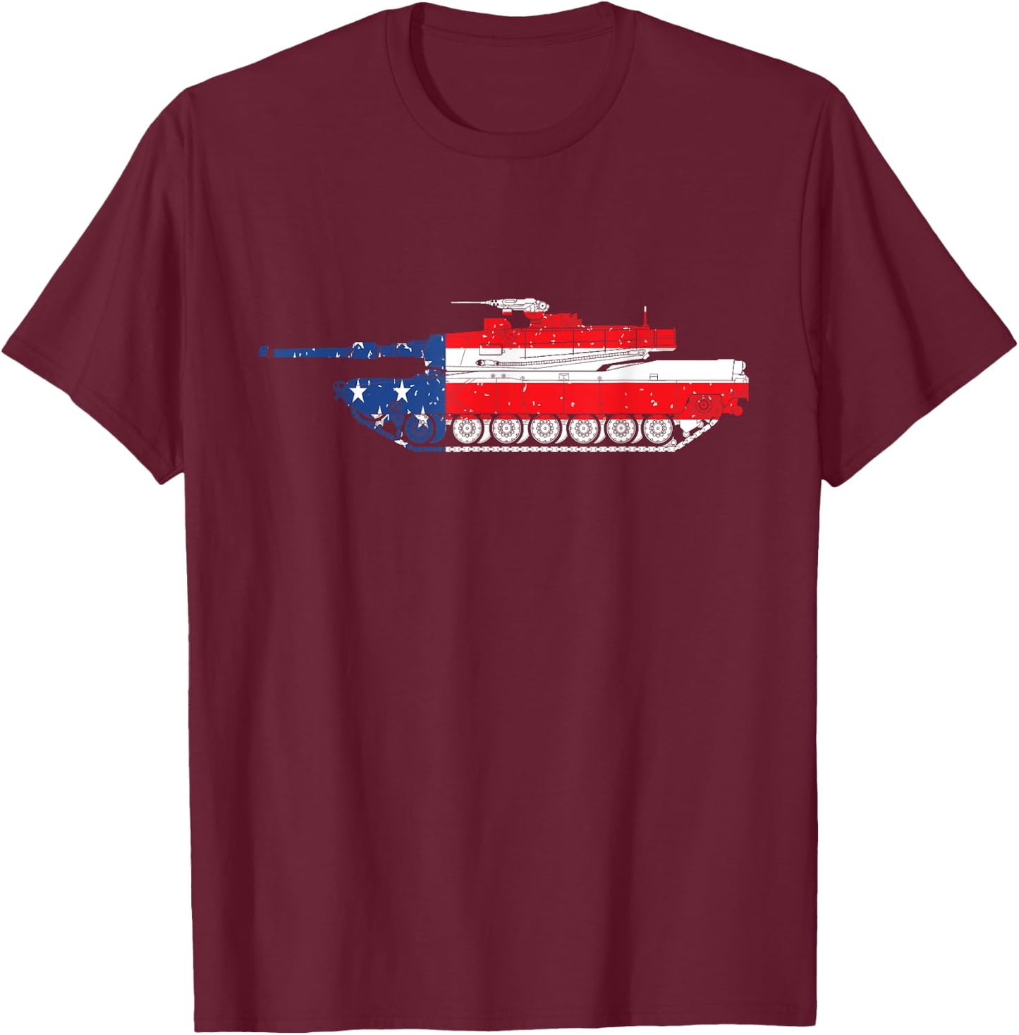 Army M1 Abrams Tank 4th Of July USA American Flag Men T-Shirt - T-Shirt | Maroon