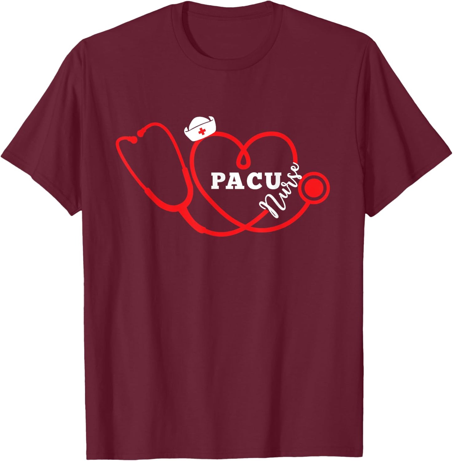 Valentine Heart PACU Nurse T shirt, Women's Day Gift T-Shirt - T-Shirt | Maroon