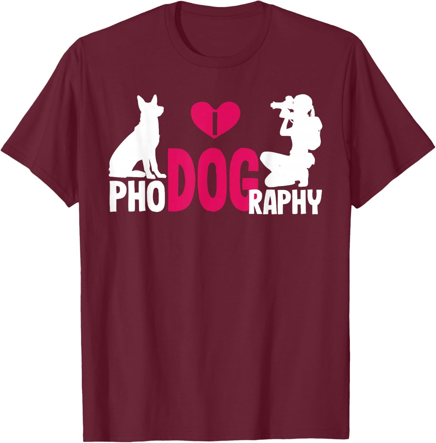 I Phodography Dog Photography Photographer Camera Photo Gift T-Shirt - T-Shirt | Maroon
