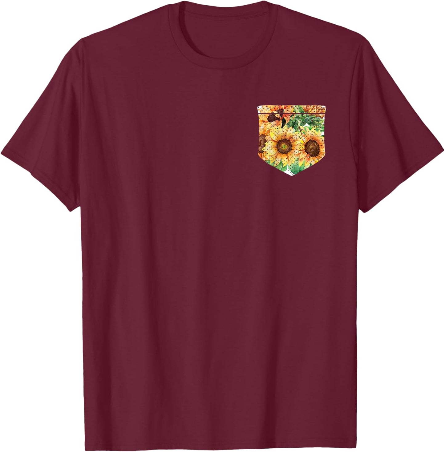 Sunshine Sunflowers Florist Yellow Flowers Pocket Sunflower Men Women Girls Kids T-Shirt - T-Shirt | Maroon