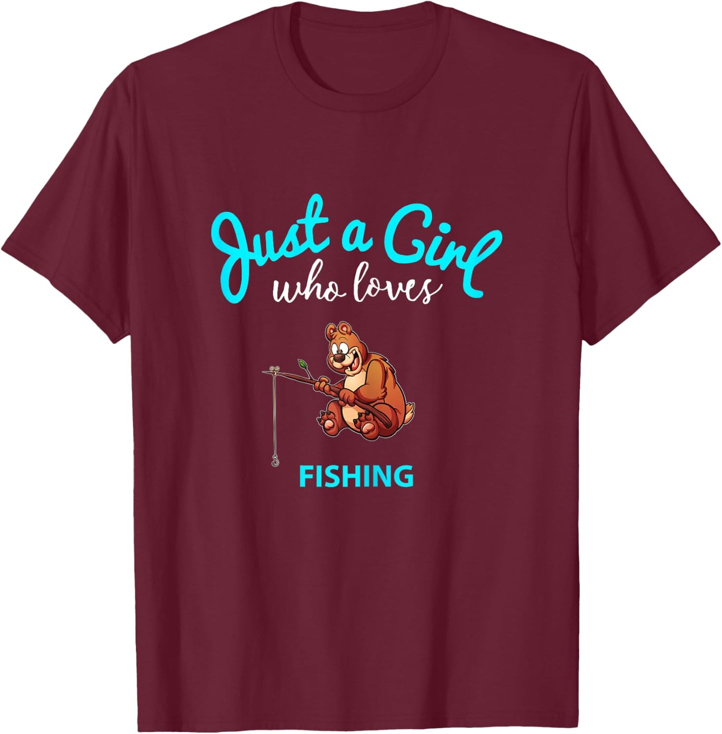 Fishing Jersey for Girls | Children's Fishing T-Shirt - T-Shirt | Maroon
