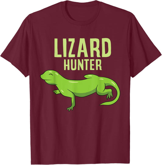 Funny Lizard Catcher Lizard Hunter T-Shirt - T-Shirt | Maroon