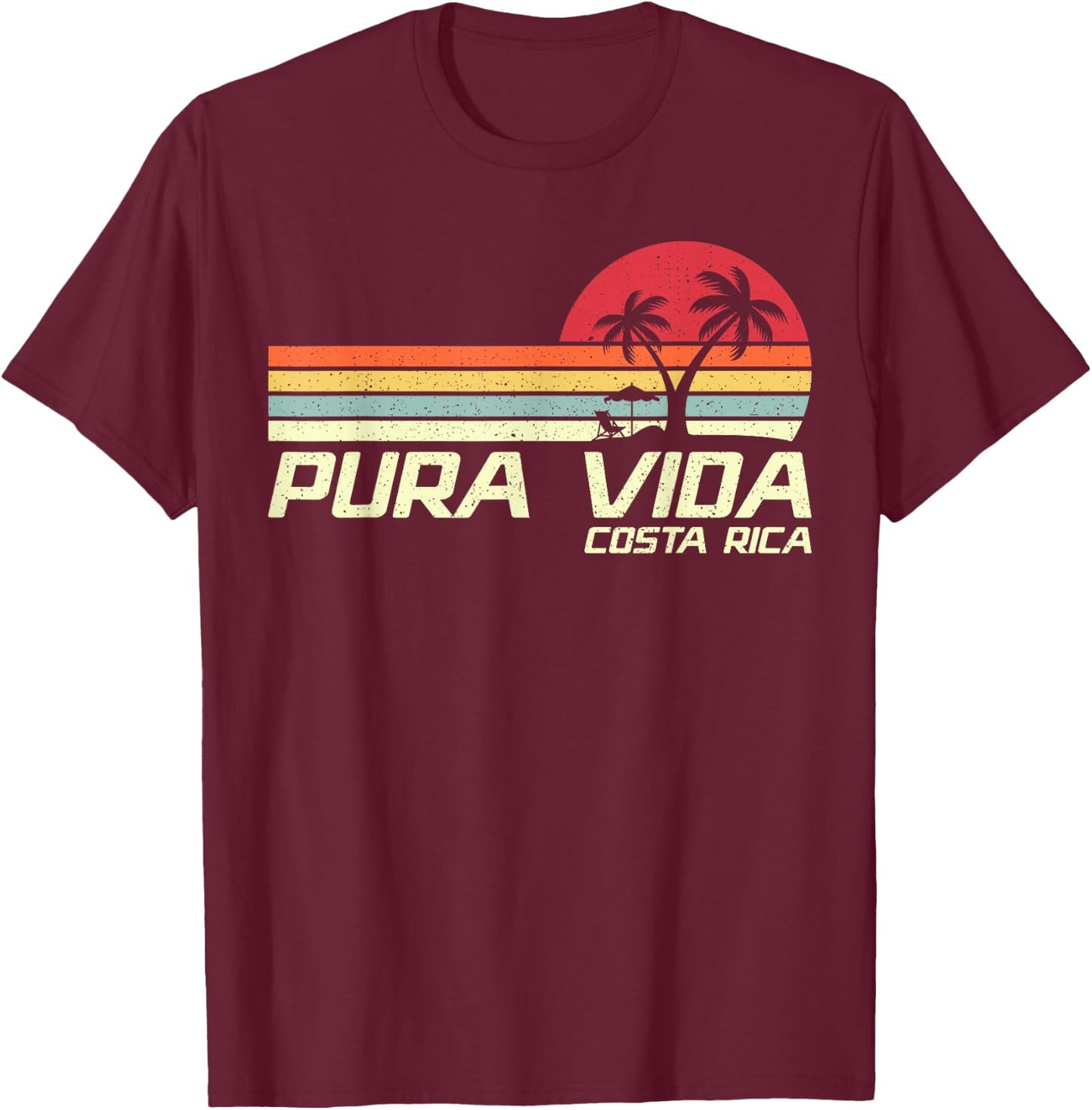 Vintage Retro Family Vacation Costa Rica Pura Vida Beach Women Girls Kids T-Shirt - T-Shirt | Maroon